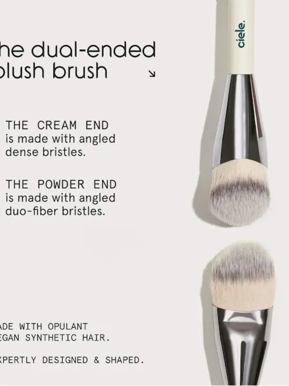 ‼️NWT‼️Ciele Double-Ended Blush Brush in White/Silver